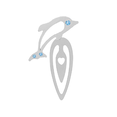 Chrome Plated Dolphin Bookmark w/Swarovski Element Crystal