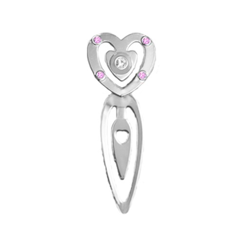 Chrome Plated Heart Bookmark w/Swarovski Element Crystal