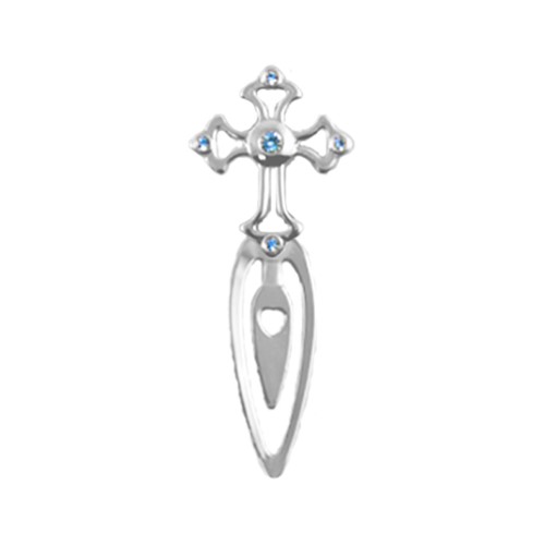 Chrome Plated Cross Bookmark w/Swarovski Element Crystal