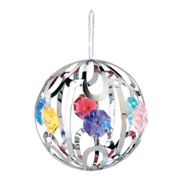 Chrome Plated Small Crystal Ball Ornament w/Swarovski Element Crystal (7 colors)