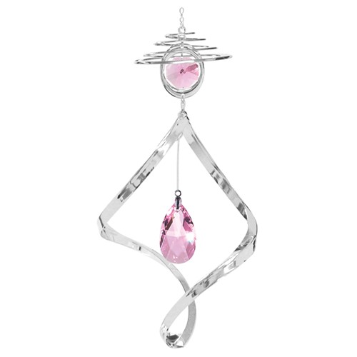 Chrome Plated Almond Crystal Top Spiral w/Swarovski Element Crystal (Blue/Pink)