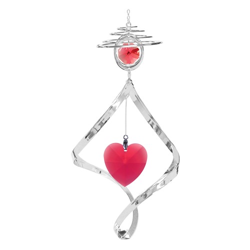 Chrome Plated Heart Pendant Spiral w/Swarovski Element Crystal (5 colors)