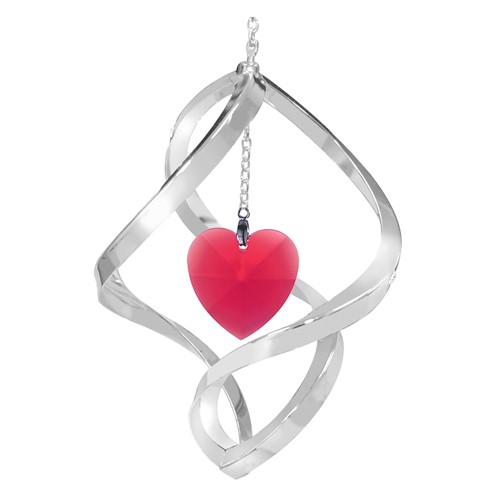 Chrome Plated Heart Classic Spiral w/Swarovski Element Crystal (5 colors)