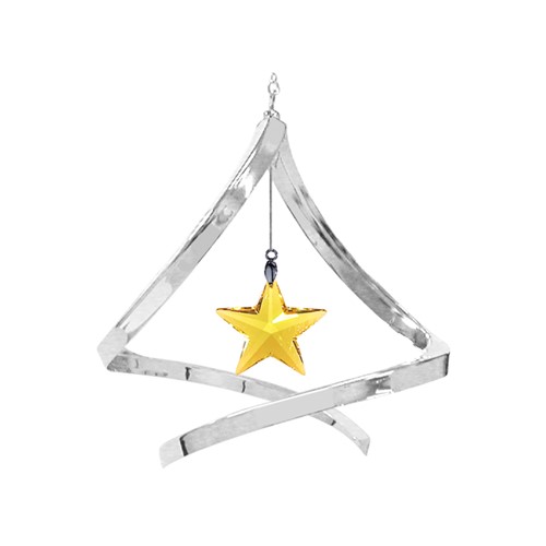 Chrome Plated Star Propelling Spiral w/Swarovski Element (Clear/Gold/Green)