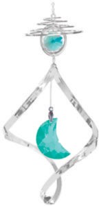 Chrome Plated Moon Pendant Spiral w/Swarovski Element Crystal (4 colors)
