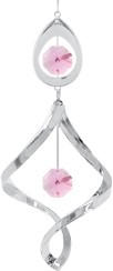 Chrome Plated Almond Pendant Spiral w/Pink Swarovski Element Crystal