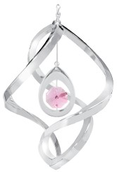 Chrome Plated Almond Classic Spiral w/Pink Swarovski Element Crystal