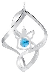 Chrome Plated Angle Classic Spiral w/Blue Swarovski Element Crystal