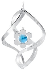 Chrome Plated Snowflake Classic Spiral w/Blue Swarovski Element Crystal