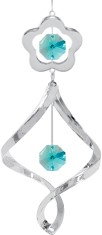 Chrome Plated Flower Pendant Spiral w/Green Swarovski Element Crystal
