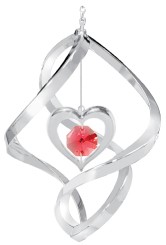 Chrome Plated Heart Classic Spiral w/Red Swarovski Element Crystal