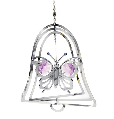 Chrome Plated Butterfly Bell Ornament WITH CRYSTALS FROM SWAROVSKI