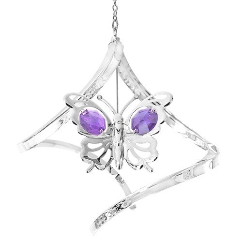 Chrome Plated Butterfly Propelling Spiral/Swarovski Element (Blue/Green/Purple)
