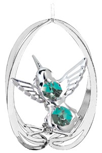 Chrome Plated Hummingbird in Ellipse Ornament/Swarovski Element (6 colors)