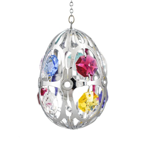 Chrome Plated Crystal Egg Ornament W/Swarovski | Mascot USA