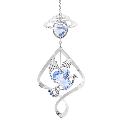 Chrome Plated Dove Top Spiral w/Blue Swarovski Element Crystal