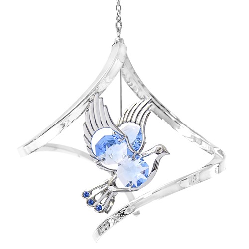Chrome Plated Dove Propelling Spiral w/Blue Swarovski Element Crystal
