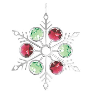 Chrome Plated Large Snowflake Ornament w/Swarovski Element Crystal (6 colors)