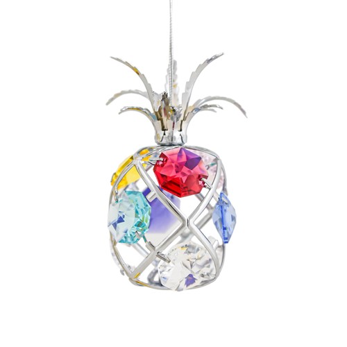 Chrome Plated Pineapple Ornament w/Swarovski Element Crystal (5 colors)