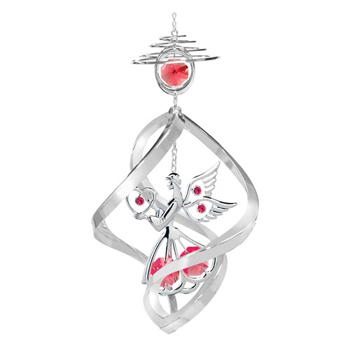 Chrome Plated Angel w/Heart Top Spiral w/Swarovski Element (Blue/Purple/Red)