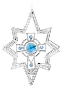 Chrome Celtic Cross in Star Ornament w/Swarovski Element (Blue/Green/Purple)