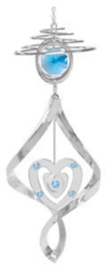 Chrome Plated Heart Mini Top Spiral w/Blue Swarovski Element Crystal