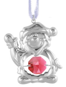 Chrome Plated Santa Claus Ornament w/Red Swarovski Element Crystal