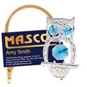 Chrome Plated Owl Magnet Display for Business Card and Photo w/Swarovski Crystal