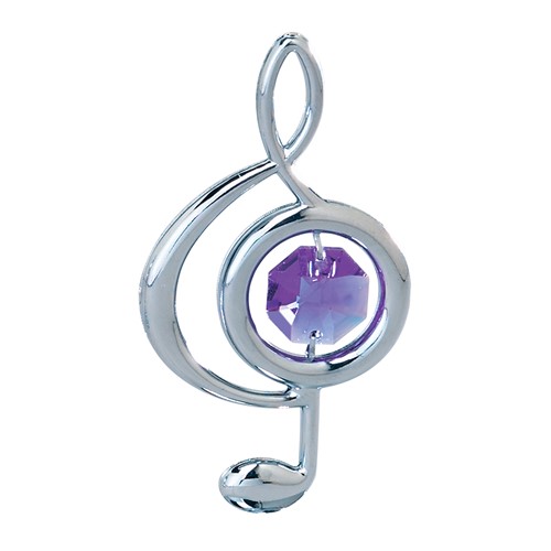 Chrome Plated Small Treble Clef Magnet /Swarovski Element Crystal (Blue/Purple)