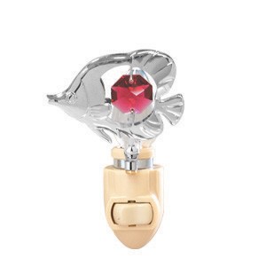 Chrome Plated Icon Mini Fish Night Light w/Swarovski Element Crystal (9 colors)