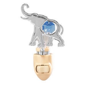 Chrome Plated Icon Mini Elephant Night Light w/Swarovski Element (9 colors)