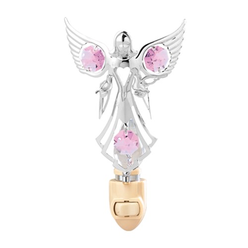 Chrome Plated Angel w/Doves Night Light w/Swarovski Element Crystal (6 colors)