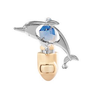 Chrome Plated Icon Mini Dolphin Night Light w/Swarovski Element (9 colors)