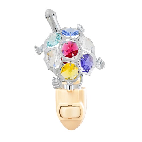 Chrome Plated Turtle Night Light w/Mixed Swarovski Element Crystal
