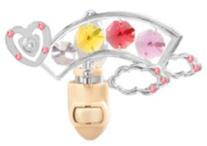 Chrome Plated Heart w/ Rainbow Night Light w/Mixed Swarovski Element Crystal