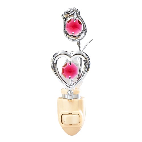 Chrome Plated Rose/Heart Night light w/ Swarovski Element Crystal (6 Colors)