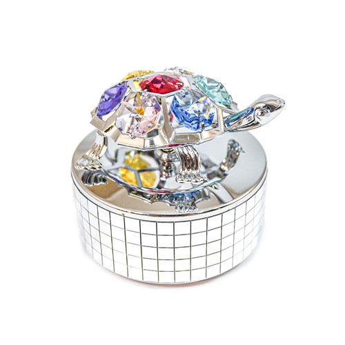 Chrome Plated Turtle Mirror Music Box/Swarovski Element Crystal (Mixed/Mixed 3)