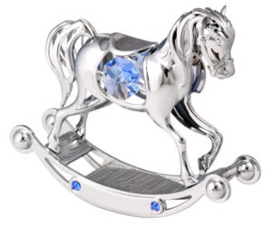 Chrome Plated Rocking Horse Free Standing/Swarovski | Mascot USA