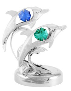 Chrome Dolphins on Stand/Swarovski Element (MX-Blue/Purple or MX2-Blue/Green)