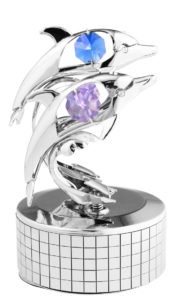 Chrome Dolphins Music Box/Swarovski Element (MX-Blue/Green or MX2-Blue/Purple)