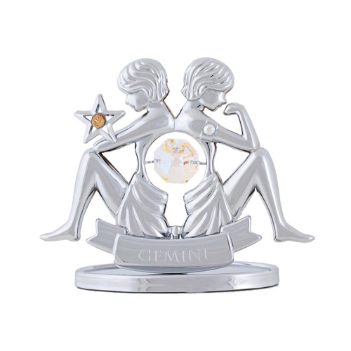 Chrome Plated Zodiac (Gemini) On Stand With Swarovski | Mascot USA
