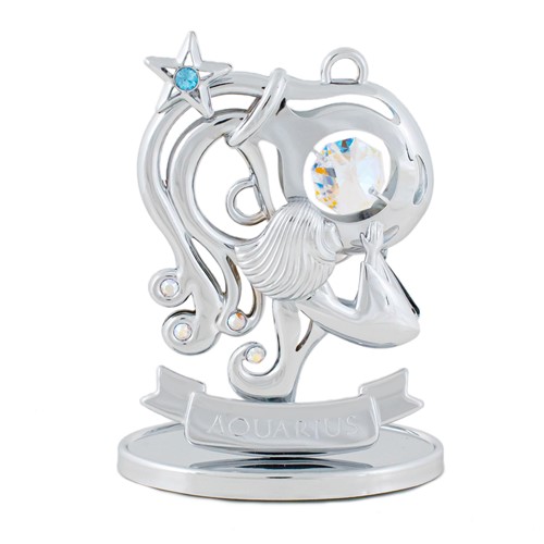 Chrome Plated Zodiac (Aquarius) On Stand With Swarovski | Mascot USA