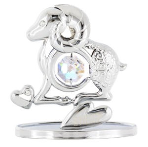Chrome Plated Chinese Zodiac (Sheep) On Stand With Swarovski | Mascot USA