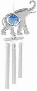 Chrome Plated Elephant Wind Chimes w/Blue Swarovski Element Crystal