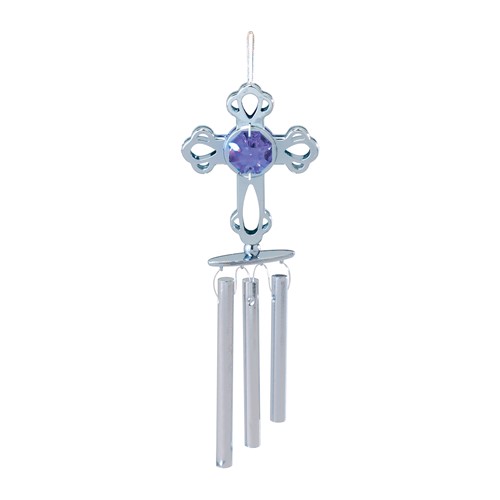 Chromen Mini Cross Wind Chimes w/ Swarovski Element (Blue/Purple)