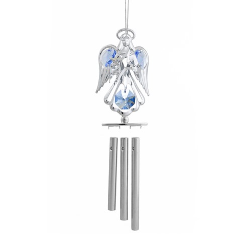 Chrome Plated Mini Angel with Star Wind Chimes w/ Swarovski Element (Blue/Pink)