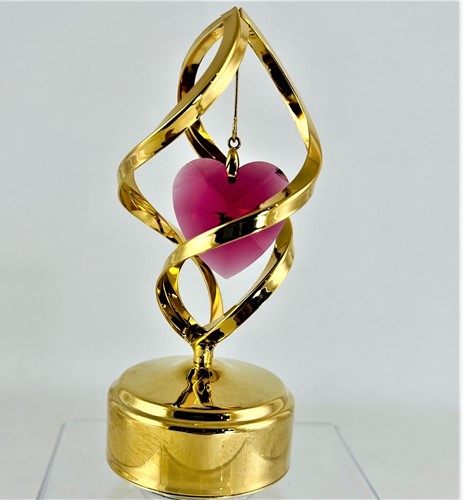 24K Gold Plated Heart Crystal Spiral Music Box W/Swarovski | Mascot USA