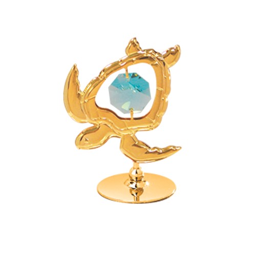 24k Gold Plated Sea Turtle on Stand w/ Swarovski Element Crystal (12 colors)