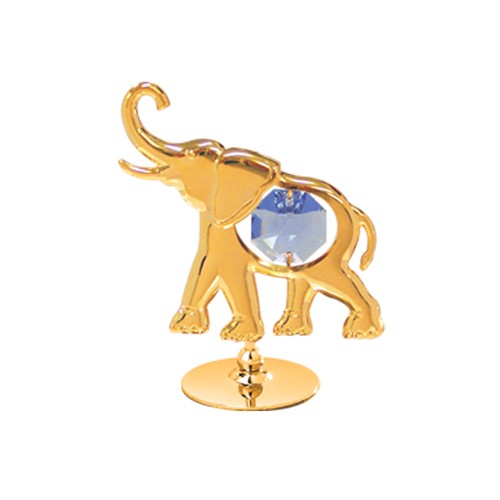 24k Gold Plated Elephant on Stand w/ Swarovski Element Crystal (6 colors)