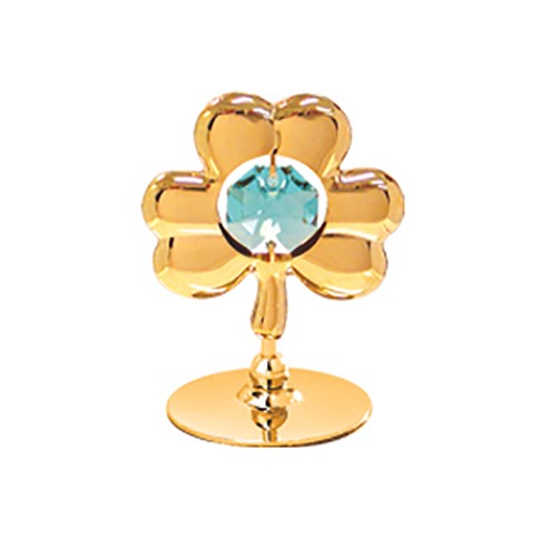 24k Gold Plated Shamrock on Stand w/ Swarovski Element Crystal (6 colors)